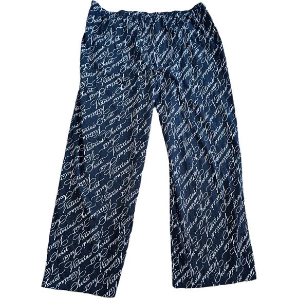 NWT Victoria's Secret Logo Print Elastic Waist Pajama Bottom Black Women's 2XL - Picture 1 of 7